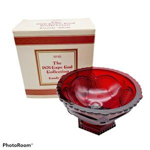 Avon Cape Cod Ruby Red Candy Dish In Box Vintage